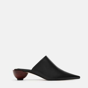Zara round heel leather mule